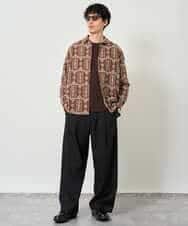 KHBJD08079 a.v.v MEN(アー・ヴェ・ヴェ) ＼秋の装いに、さりげない個性を／ クラフトシシュウワイドシルエットシャツ【洗濯機で洗える】 ブラウン