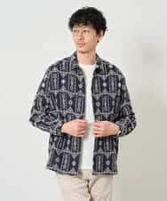 KHBJD08079 a.v.v MEN(アー・ヴェ・ヴェ) ＼秋の装いに、さりげない個性を／ クラフトシシュウワイドシルエットシャツ【洗濯機で洗える】 ブラウン