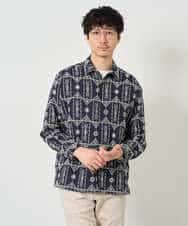 KHBJD08079 a.v.v MEN(アー・ヴェ・ヴェ) ＼秋の装いに、さりげない個性を／ クラフトシシュウワイドシルエットシャツ【洗濯機で洗える】 ブラウン