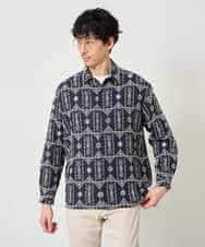 KHBJD08079 a.v.v MEN(アー・ヴェ・ヴェ) ＼秋の装いに、さりげない個性を／ クラフトシシュウワイドシルエットシャツ【洗濯機で洗える】 ブラウン