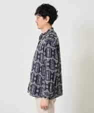 KHBJD08079 a.v.v MEN(アー・ヴェ・ヴェ) ＼秋の装いに、さりげない個性を／ クラフトシシュウワイドシルエットシャツ【洗濯機で洗える】 ブラウン