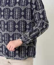 KHBJD08079 a.v.v MEN(アー・ヴェ・ヴェ) ＼秋の装いに、さりげない個性を／ クラフトシシュウワイドシルエットシャツ【洗濯機で洗える】 ブラウン