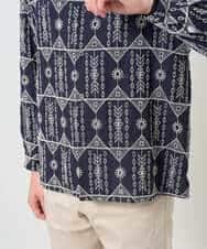 KHBJD08079 a.v.v MEN(アー・ヴェ・ヴェ) ＼秋の装いに、さりげない個性を／ クラフトシシュウワイドシルエットシャツ【洗濯機で洗える】 ブラウン