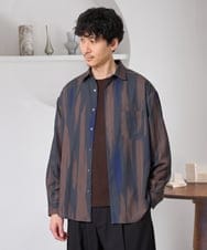 KHBJD09069 a.v.v MEN(アー・ヴェ・ヴェ) ＼秋に着たい、大人の柄シャツ／ペインター柄ワイドシルエットシャツ【イージーケア/洗濯機で洗える/速乾/毛玉になりにくい】 ダークグレー