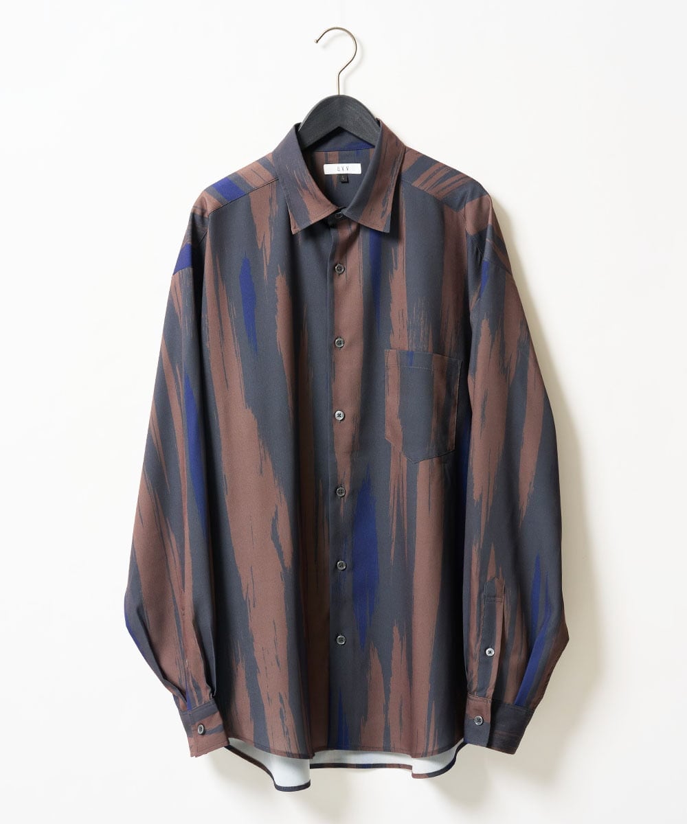 KHBJD09069 a.v.v MEN(アー・ヴェ・ヴェ) ＼秋に着たい、大人の柄シャツ／ペインター柄ワイドシルエットシャツ【イージーケア/洗濯機で洗える/速乾/毛玉になりにくい】 ダークグレー