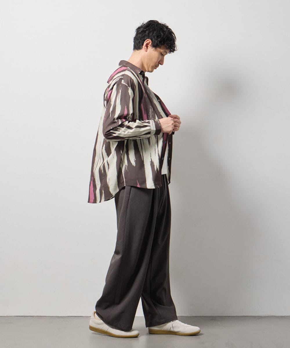 KHBJD09069 a.v.v MEN(アー・ヴェ・ヴェ) ＼秋に着たい、大人の柄シャツ／ペインター柄ワイドシルエットシャツ【イージーケア/洗濯機で洗える/速乾/毛玉になりにくい】 ダークグレー