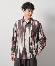 KHBJD09069 a.v.v MEN(アー・ヴェ・ヴェ) ＼秋に着たい、大人の柄シャツ／ペインター柄ワイドシルエットシャツ【イージーケア/洗濯機で洗える/速乾/毛玉になりにくい】 ダークグレー