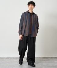 KHBJD09069 a.v.v MEN(アー・ヴェ・ヴェ) ＼秋に着たい、大人の柄シャツ／ペインター柄ワイドシルエットシャツ【イージーケア/洗濯機で洗える/速乾/毛玉になりにくい】 ダークグレー