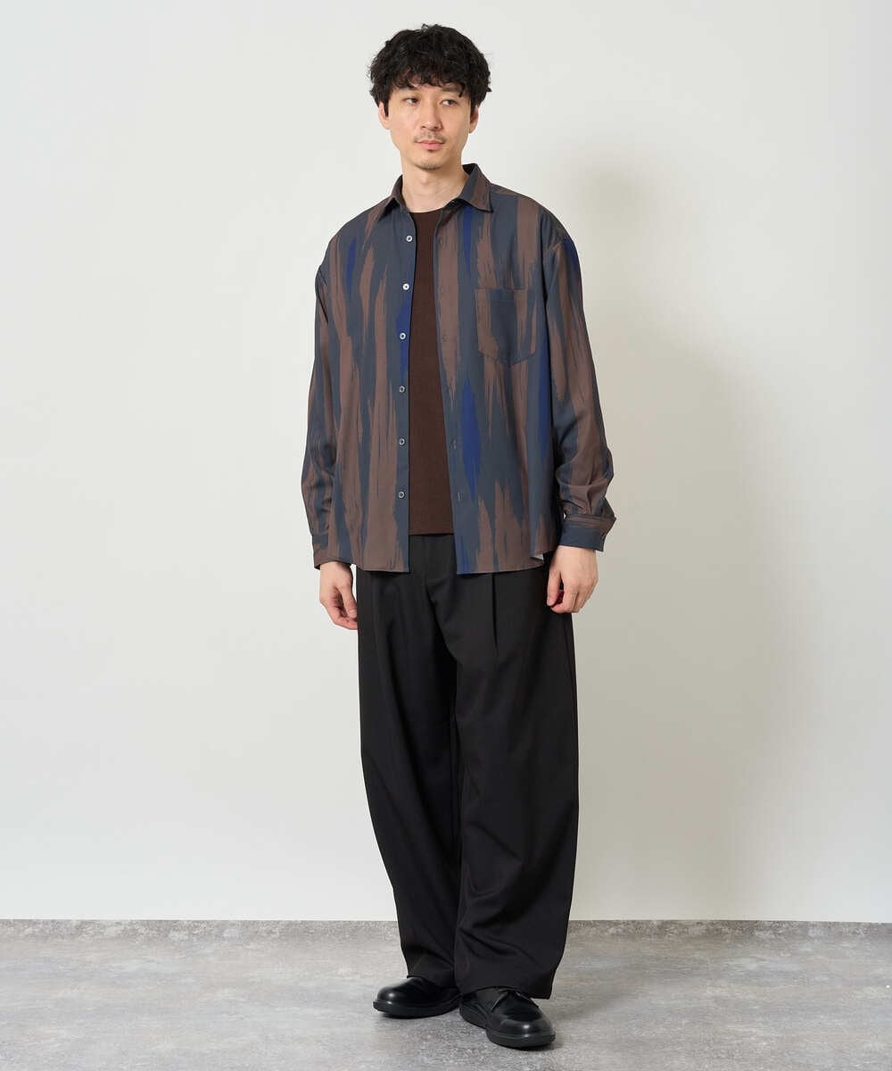 KHBJD09069 a.v.v MEN(アー・ヴェ・ヴェ) ＼秋に着たい、大人の柄シャツ／ペインター柄ワイドシルエットシャツ【イージーケア/洗濯機で洗える/速乾/毛玉になりにくい】 ダークグレー