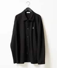 KHBJD11064 a.v.v MEN(アー・ヴェ・ヴェ) <ワンポイント刺繡が映える> ハニカムジャカードジャージーシャツ【イージーケア/洗濯機で洗える/遮熱/毛玉になりにくい】 ブラック