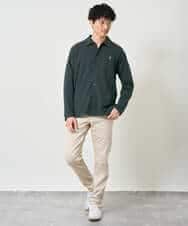 KHBJD11064 a.v.v MEN(アー・ヴェ・ヴェ) <ワンポイント刺繡が映える> ハニカムジャカードジャージーシャツ【イージーケア/洗濯機で洗える/遮熱/毛玉になりにくい】 ブラック
