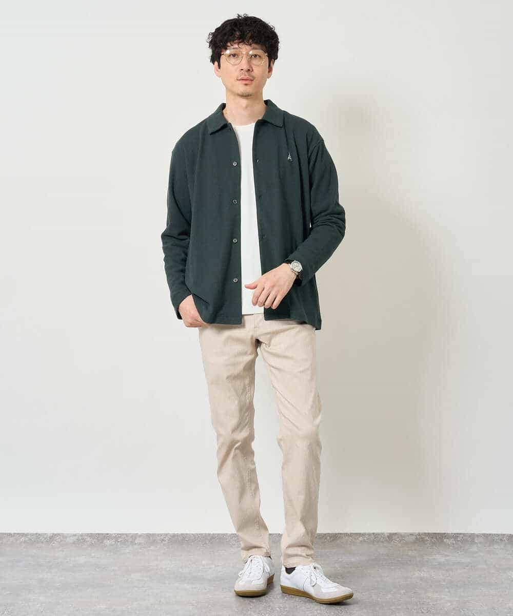 KHBJD11064 a.v.v MEN(アー・ヴェ・ヴェ) <ワンポイント刺繡が映える> ハニカムジャカードジャージーシャツ【イージーケア/洗濯機で洗える/遮熱/毛玉になりにくい】 ブラック