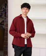 KHBJD17054 a.v.v MEN(アー・ヴェ・ヴェ) <支持率NO.1シャツ / 初秋におすすめ>リライト　ワイドシルエットシャツ【ストレッチ/毛玉・シワになりにくい/洗濯機で洗える/イージーケア】 レッド