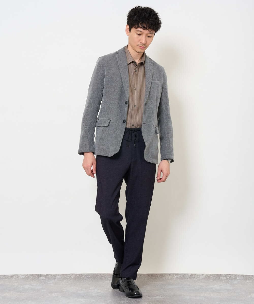 KHBJD65069 a.v.v MEN(アー・ヴェ・ヴェ) ＼ほどよい光沢で、大人っぽく／ワンサイズピンストライプドルマンシャツ【イージーケア/洗濯機で洗える/シワになりにくい/ストレッチ】 ピンク