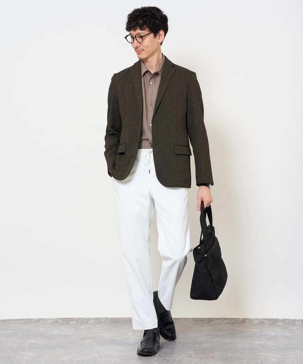 KHBJD65069 a.v.v MEN(アー・ヴェ・ヴェ) ＼ほどよい光沢で、大人っぽく／ワンサイズピンストライプドルマンシャツ【イージーケア/洗濯機で洗える/シワになりにくい/ストレッチ】 ピンク