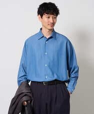KHBJD65069 a.v.v MEN(アー・ヴェ・ヴェ) ＼ほどよい光沢で、大人っぽく／ワンサイズピンストライプドルマンシャツ【イージーケア/洗濯機で洗える/シワになりにくい/ストレッチ】 ピンク