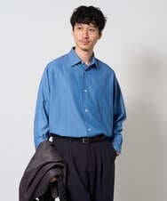 KHBJD65069 a.v.v MEN(アー・ヴェ・ヴェ) ＼ほどよい光沢で、大人っぽく／ワンサイズピンストライプドルマンシャツ【イージーケア/洗濯機で洗える/シワになりにくい/ストレッチ】 ピンク