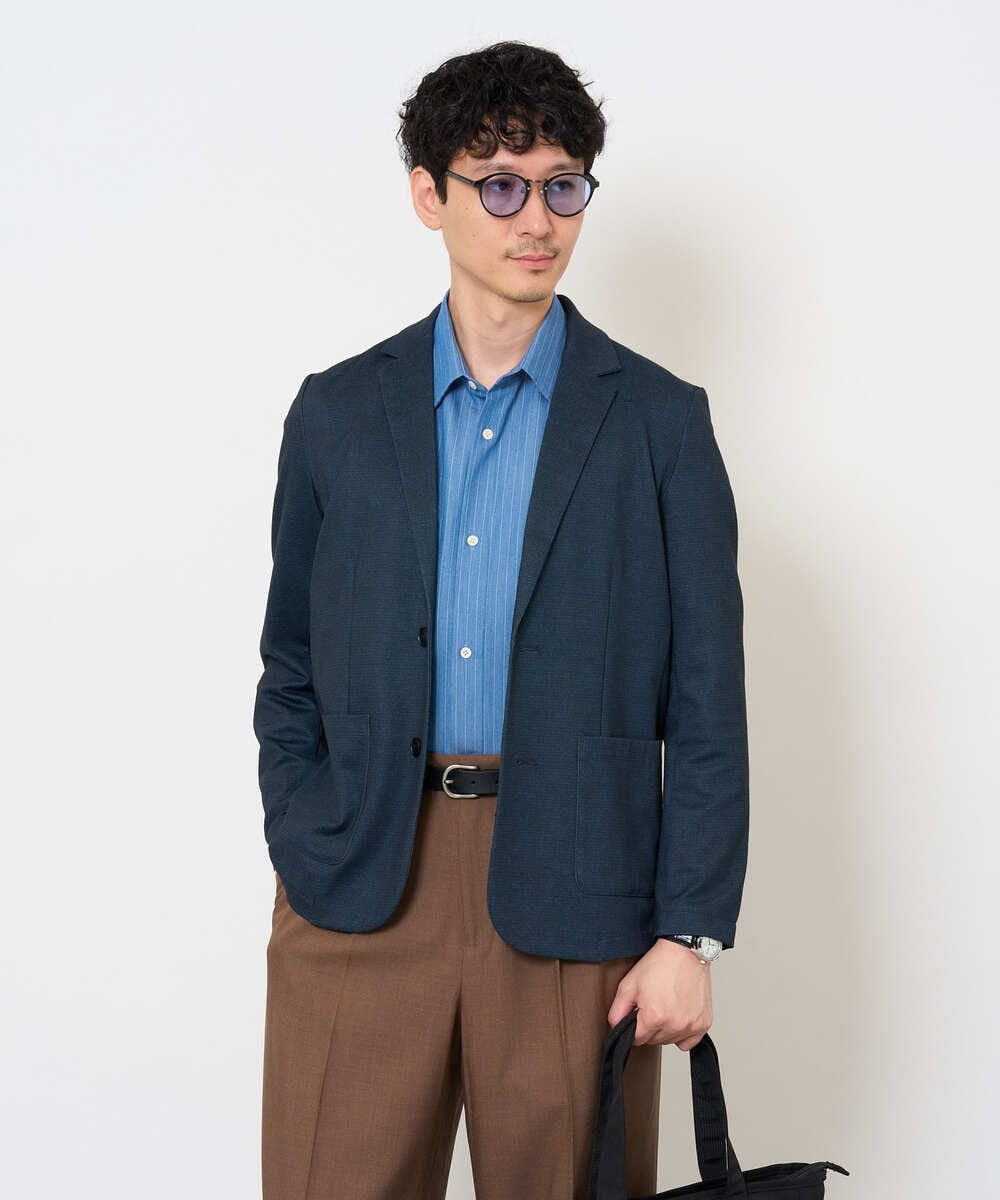KHBJD65069 a.v.v MEN(アー・ヴェ・ヴェ) ＼ほどよい光沢で、大人っぽく／ワンサイズピンストライプドルマンシャツ【イージーケア/洗濯機で洗える/シワになりにくい/ストレッチ】 ピンク