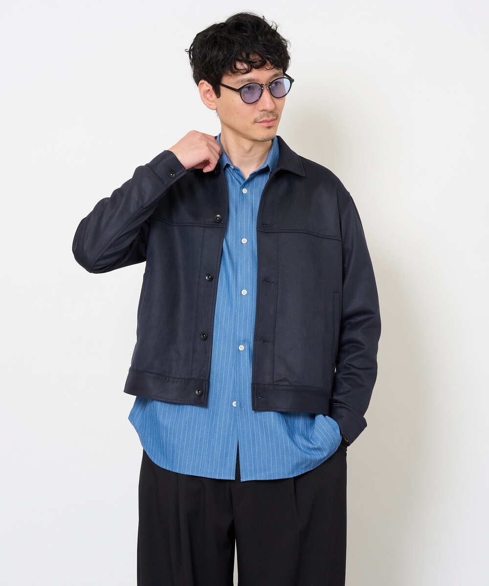KHBJD65069 a.v.v MEN(アー・ヴェ・ヴェ) ＼ほどよい光沢で、大人っぽく／ワンサイズピンストライプドルマンシャツ【イージーケア/洗濯機で洗える/シワになりにくい/ストレッチ】 ピンク