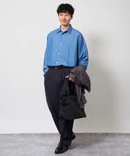 KHBJD65069 a.v.v MEN(アー・ヴェ・ヴェ) ＼ほどよい光沢で、大人っぽく／ワンサイズピンストライプドルマンシャツ【イージーケア/洗濯機で洗える/シワになりにくい/ストレッチ】 ピンク
