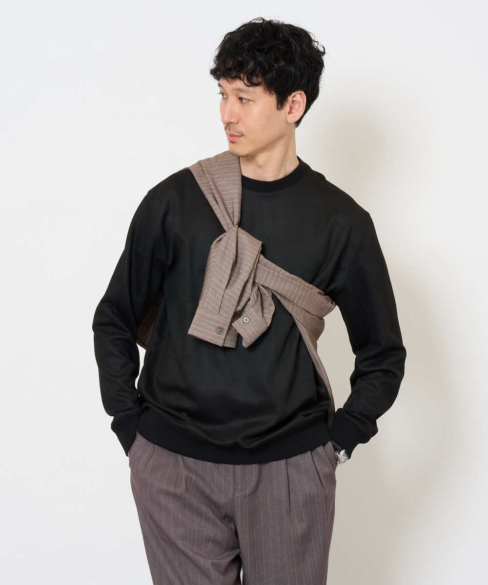 KHBJD65069 a.v.v MEN(アー・ヴェ・ヴェ) ＼ほどよい光沢で、大人っぽく／ワンサイズピンストライプドルマンシャツ【イージーケア/洗濯機で洗える/シワになりにくい/ストレッチ】 ピンク