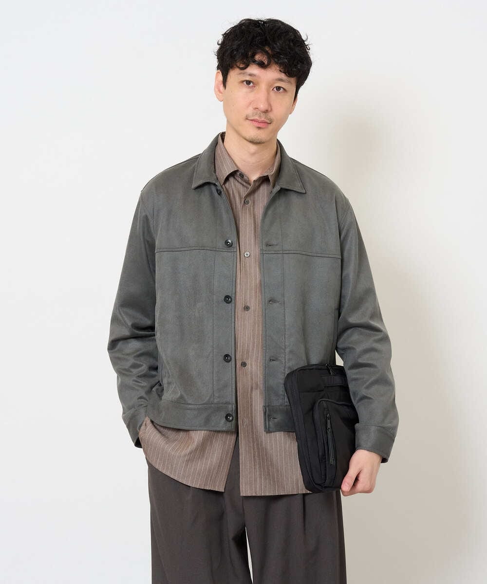 KHBJD65069 a.v.v MEN(アー・ヴェ・ヴェ) ＼ほどよい光沢で、大人っぽく／ワンサイズピンストライプドルマンシャツ【イージーケア/洗濯機で洗える/シワになりにくい/ストレッチ】 ピンク