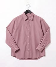 KHBJD65069 a.v.v MEN(アー・ヴェ・ヴェ) ＼ほどよい光沢で、大人っぽく／ワンサイズピンストライプドルマンシャツ【イージーケア/洗濯機で洗える/シワになりにくい/ストレッチ】 ピンク
