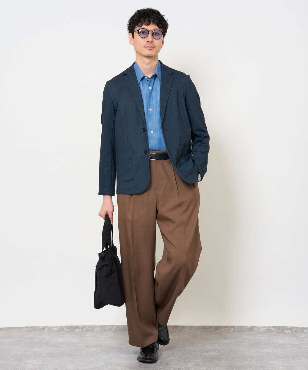 KHBJD65069 a.v.v MEN(アー・ヴェ・ヴェ) ＼ほどよい光沢で、大人っぽく／ワンサイズピンストライプドルマンシャツ【イージーケア/洗濯機で洗える/シワになりにくい/ストレッチ】 ピンク