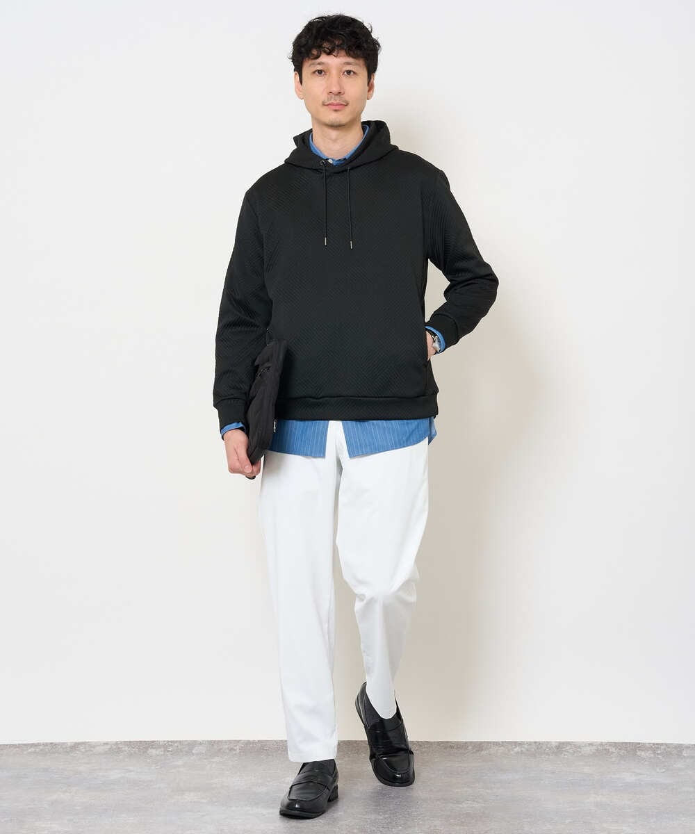KHBJD65069 a.v.v MEN(アー・ヴェ・ヴェ) ＼ほどよい光沢で、大人っぽく／ワンサイズピンストライプドルマンシャツ【イージーケア/洗濯機で洗える/シワになりにくい/ストレッチ】 ピンク