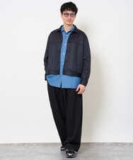 KHBJD65069 a.v.v MEN(アー・ヴェ・ヴェ) ＼ほどよい光沢で、大人っぽく／ワンサイズピンストライプドルマンシャツ【イージーケア/洗濯機で洗える/シワになりにくい/ストレッチ】 ピンク