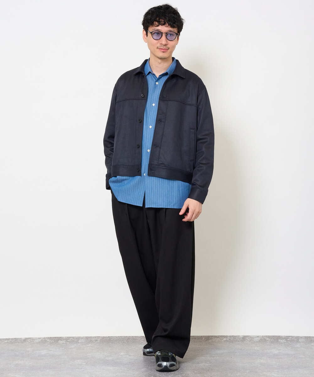 KHBJD65069 a.v.v MEN(アー・ヴェ・ヴェ) ＼ほどよい光沢で、大人っぽく／ワンサイズピンストライプドルマンシャツ【イージーケア/洗濯機で洗える/シワになりにくい/ストレッチ】 ピンク
