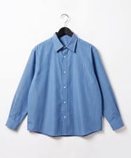 KHBJD65069 a.v.v MEN(アー・ヴェ・ヴェ) ＼ほどよい光沢で、大人っぽく／ワンサイズピンストライプドルマンシャツ【イージーケア/洗濯機で洗える/シワになりにくい/ストレッチ】 ブルー