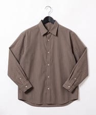 KHBJD65069 a.v.v MEN(アー・ヴェ・ヴェ) ＼ほどよい光沢で、大人っぽく／ワンサイズピンストライプドルマンシャツ【イージーケア/洗濯機で洗える/シワになりにくい/ストレッチ】 ブラウン
