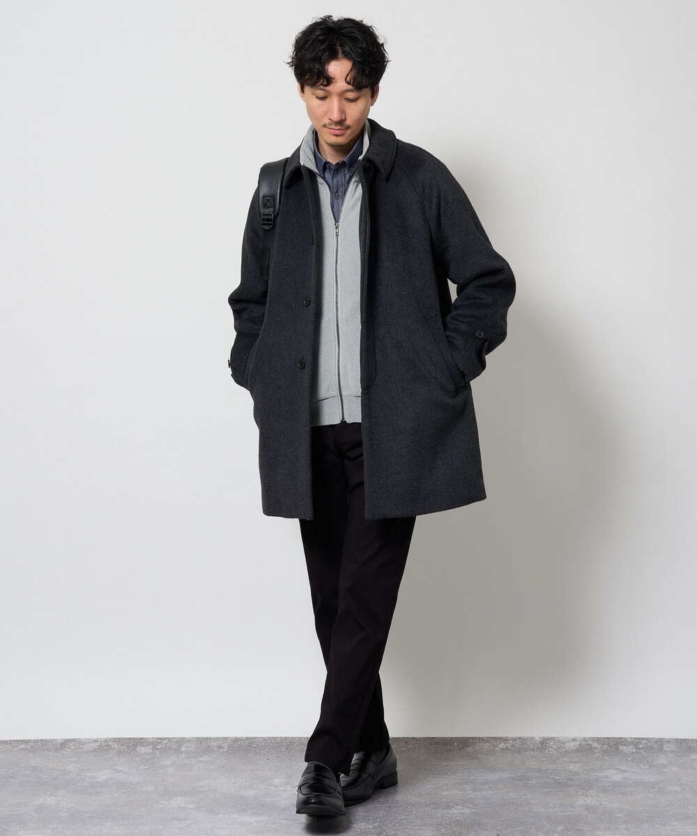 KHBKD21069 a.v.v MEN(アー・ヴェ・ヴェ) ＼上品に整う、大人のシャツ／ ヘリンボーンダブルフェイスシャツ【洗濯機で洗える/毛玉になりにくい】 グレー