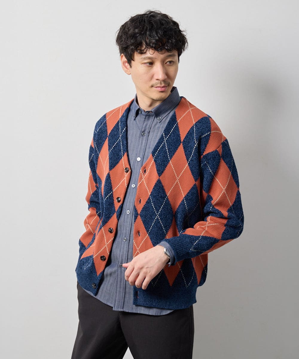 KHBKD21069 a.v.v MEN(アー・ヴェ・ヴェ) ＼上品に整う、大人のシャツ／ ヘリンボーンダブルフェイスシャツ【洗濯機で洗える/毛玉になりにくい】 グレー