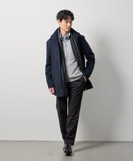 KHCJD14069 a.v.v MEN(アー・ヴェ・ヴェ) 【イージーケア/洗濯機で洗える/ストレッチ】ジャガードスタンドカラーカーディガン ブラック