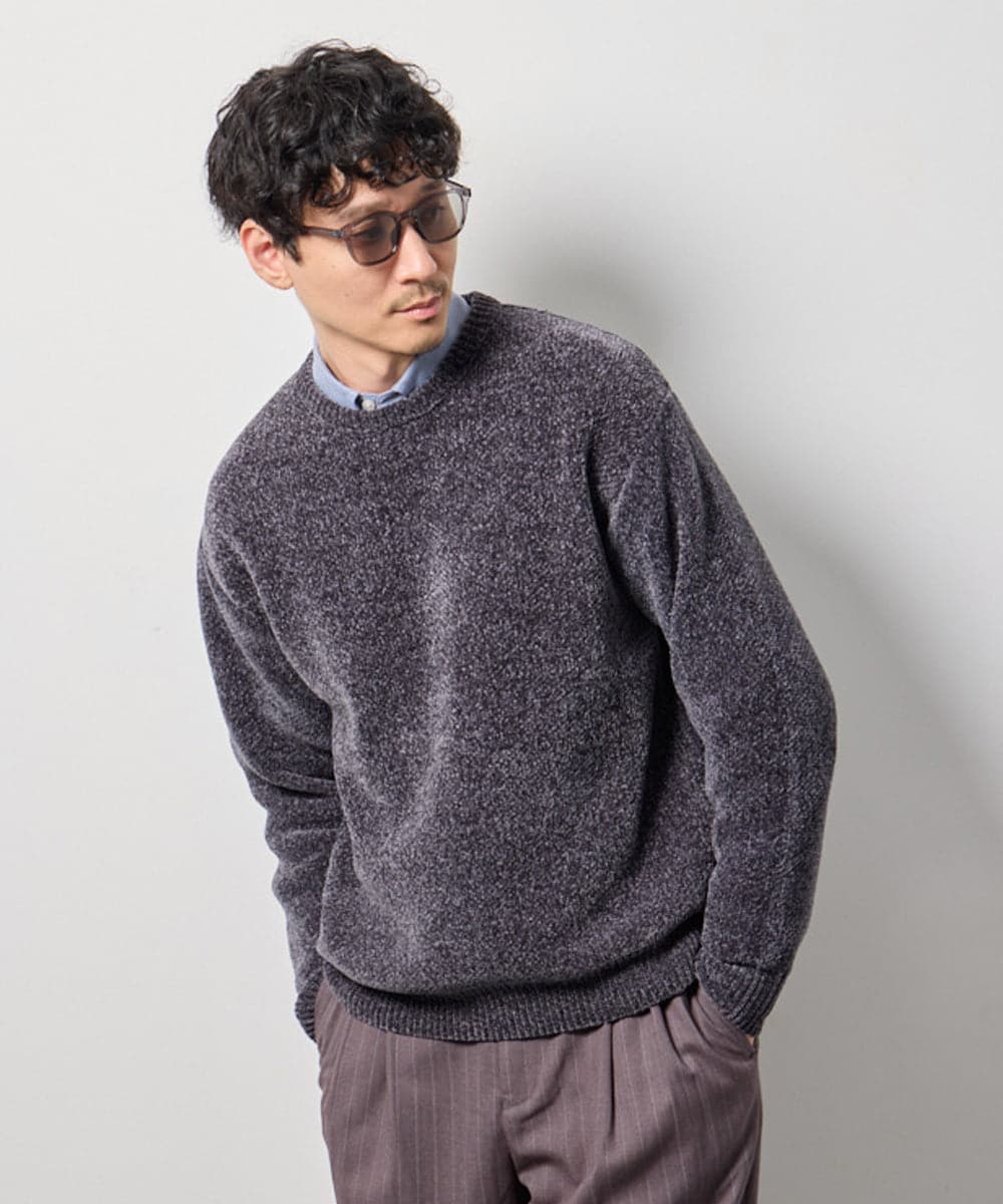 KHFAG01059 a.v.v MEN(アー・ヴェ・ヴェ) ROYALモール クルーネックニット ダークグレー