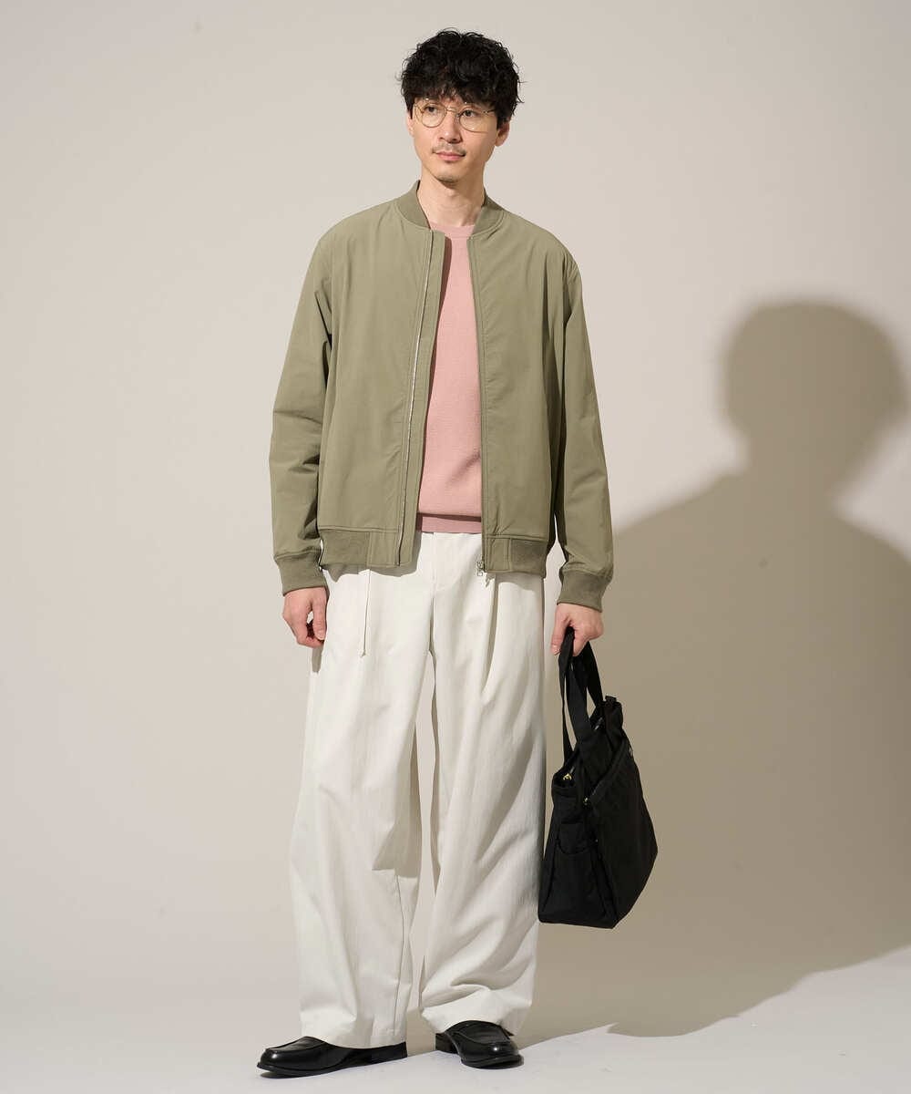 KHFED20059 a.v.v MEN(アー・ヴェ・ヴェ) ＼初秋におすすめ／【洗濯機で洗える】タックメッシュクルーネックカットソー ホワイト
