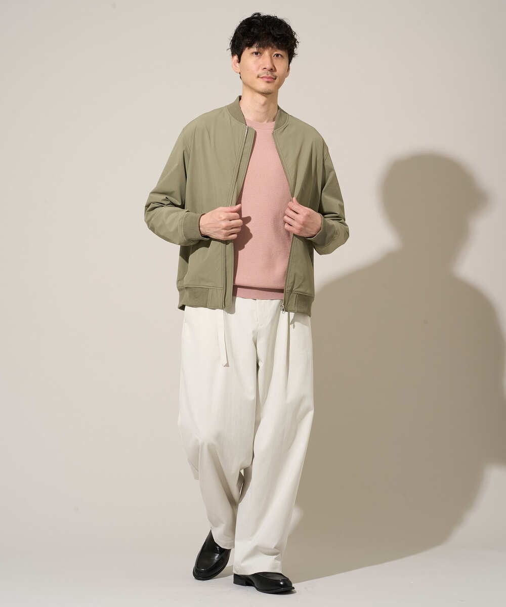 KHFED20059 a.v.v MEN(アー・ヴェ・ヴェ) ＼初秋におすすめ／【洗濯機で洗える】タックメッシュクルーネックカットソー ホワイト