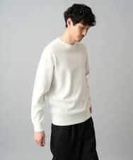 KHFED20059 a.v.v MEN(アー・ヴェ・ヴェ) ＼初秋におすすめ／【洗濯機で洗える】タックメッシュクルーネックカットソー ホワイト