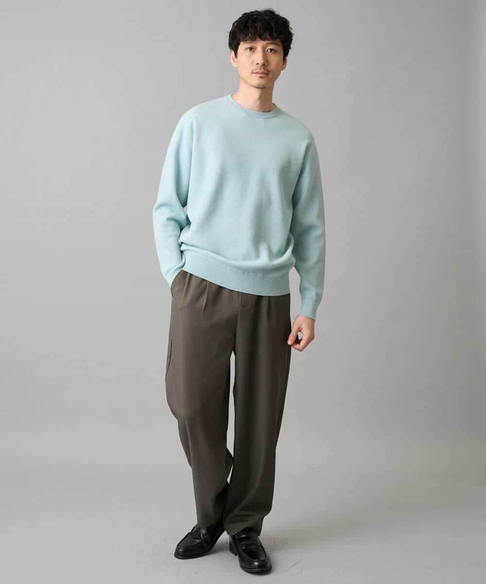 KHFED20059 a.v.v MEN(アー・ヴェ・ヴェ) ＼初秋におすすめ／【洗濯機で洗える】タックメッシュクルーネックカットソー ホワイト
