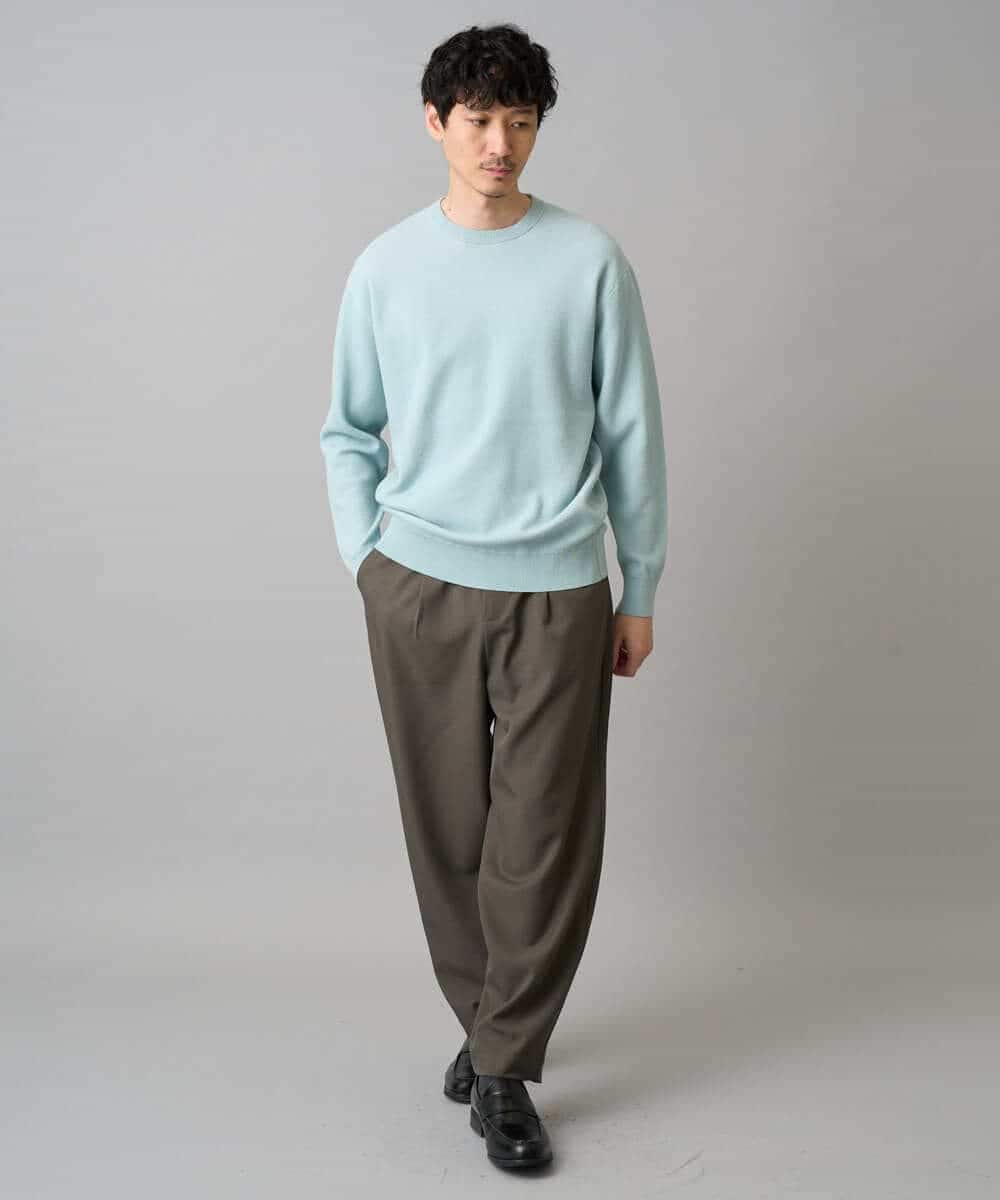 KHFED20059 a.v.v MEN(アー・ヴェ・ヴェ) ＼初秋におすすめ／【洗濯機で洗える】タックメッシュクルーネックカットソー ホワイト