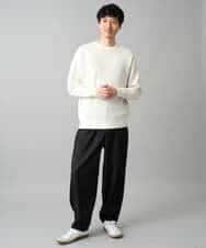KHFED20059 a.v.v MEN(アー・ヴェ・ヴェ) ＼初秋におすすめ／【洗濯機で洗える】タックメッシュクルーネックカットソー ホワイト