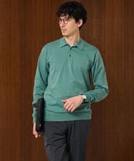 KHFJD72069 a.v.v MEN(アー・ヴェ・ヴェ) ＼1枚で程よく上品に／コットンライクポリエステルニットポロ【洗濯機で洗える】 グリーン