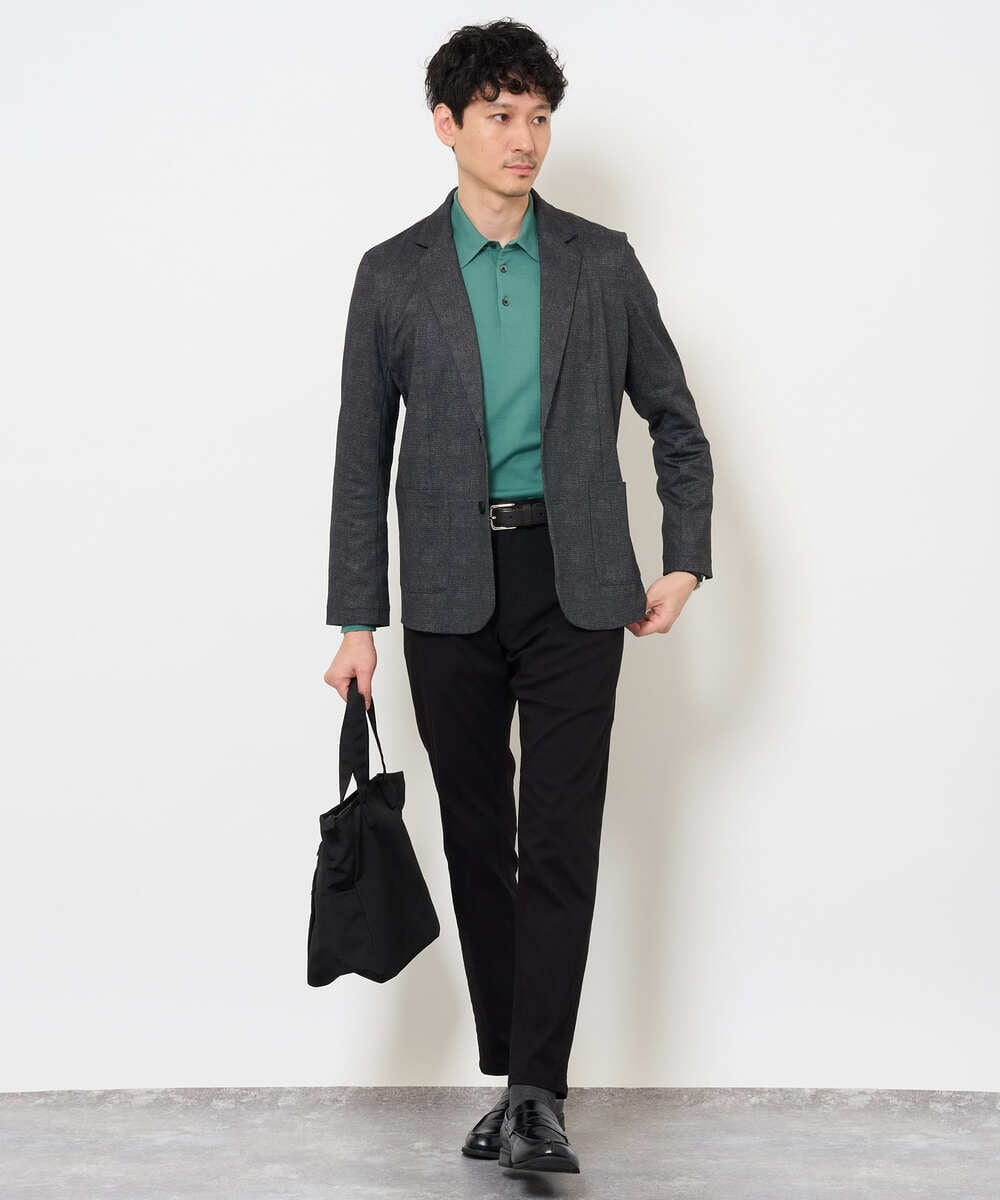 KHFJD72069 a.v.v MEN(アー・ヴェ・ヴェ) ＼1枚で程よく上品に／コットンライクポリエステルニットポロ【洗濯機で洗える】 ネイビー