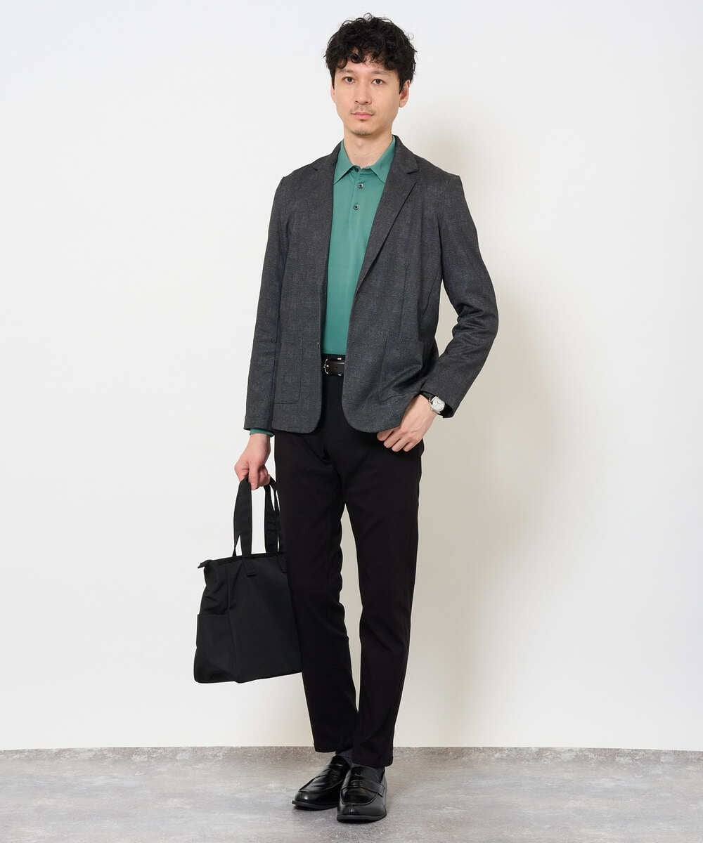 KHFJD72069 a.v.v MEN(アー・ヴェ・ヴェ) ＼1枚で程よく上品に／コットンライクポリエステルニットポロ【洗濯機で洗える】 ネイビー