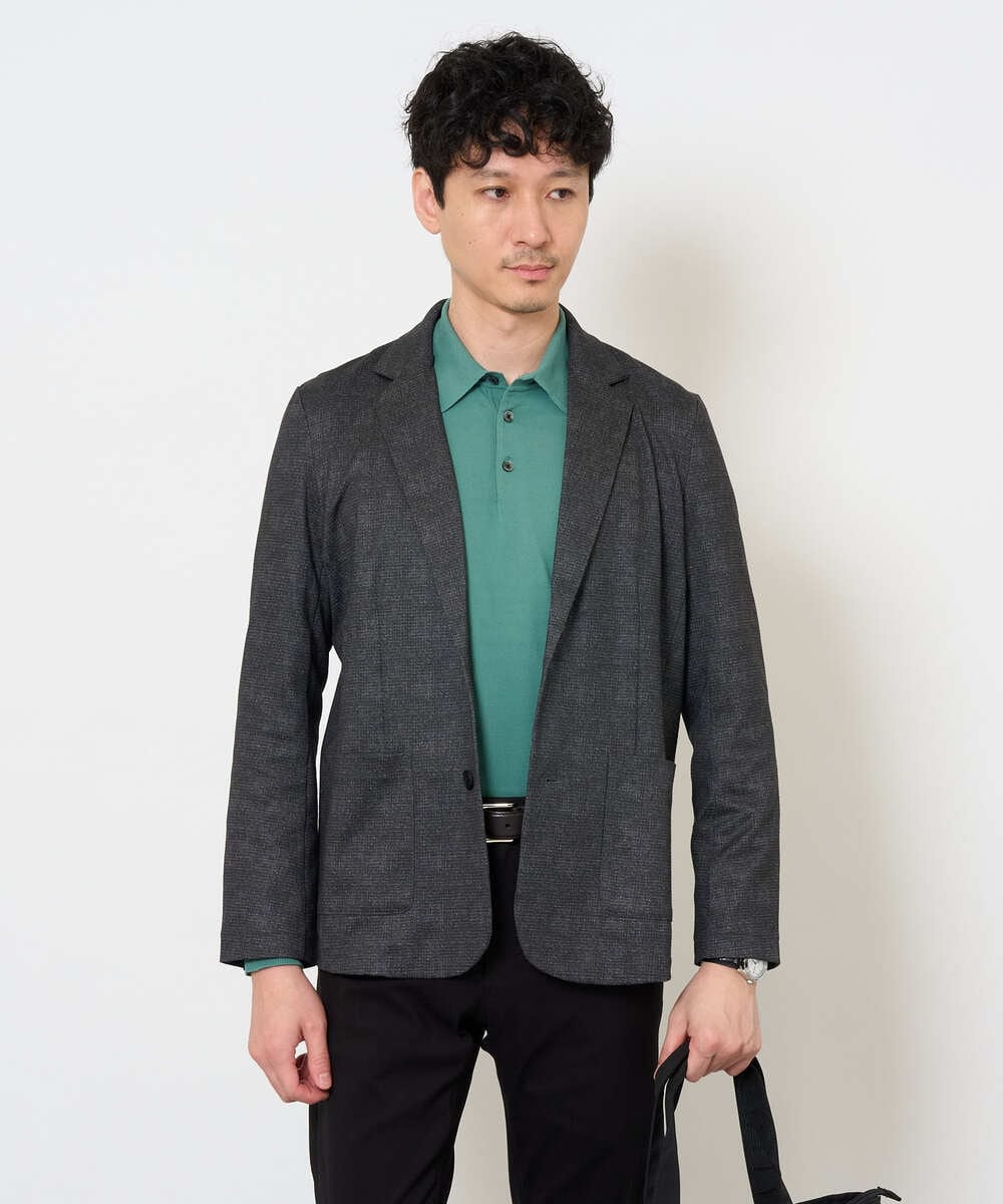 KHFJD72069 a.v.v MEN(アー・ヴェ・ヴェ) ＼1枚で程よく上品に／コットンライクポリエステルニットポロ【洗濯機で洗える】 ネイビー
