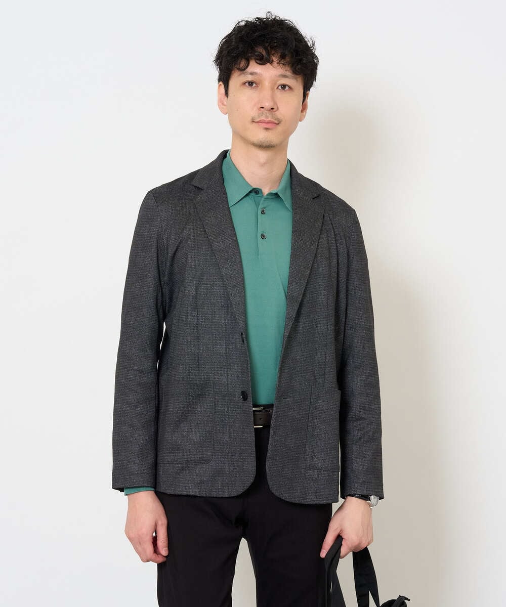 KHFJD72069 a.v.v MEN(アー・ヴェ・ヴェ) ＼1枚で程よく上品に／コットンライクポリエステルニットポロ【洗濯機で洗える】 ネイビー