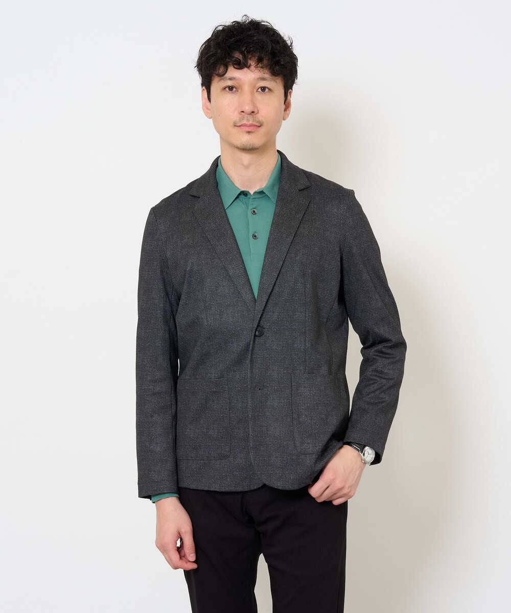 KHFJD72069 a.v.v MEN(アー・ヴェ・ヴェ) ＼1枚で程よく上品に／コットンライクポリエステルニットポロ【洗濯機で洗える】 ネイビー