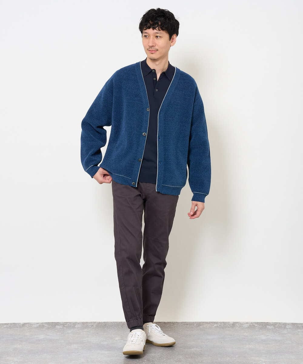 KHFJD72069 a.v.v MEN(アー・ヴェ・ヴェ) ＼1枚で程よく上品に／コットンライクポリエステルニットポロ【洗濯機で洗える】 ネイビー